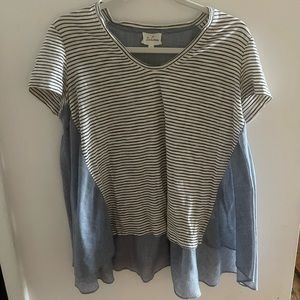 Anthropologie mixed fabric top